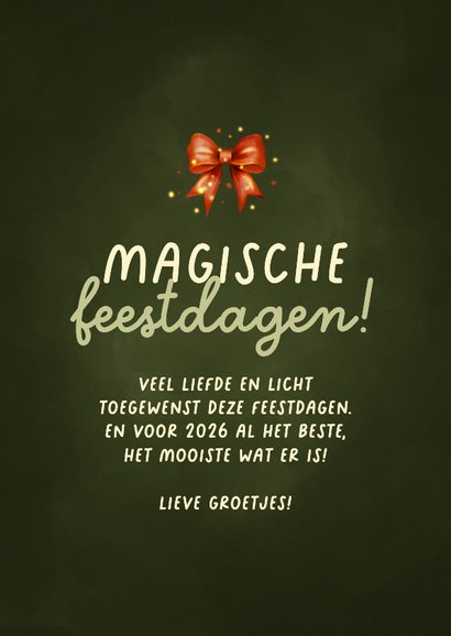 Magisch kerstkaartje kerstboom drie roodborstjes 3