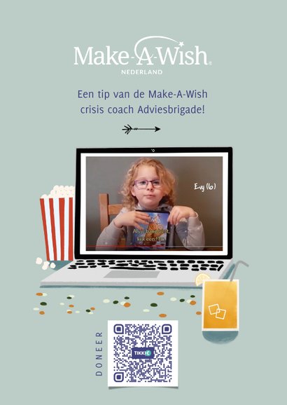Make-A-Wish isolatie tip kijk een film met laptop blauw 2