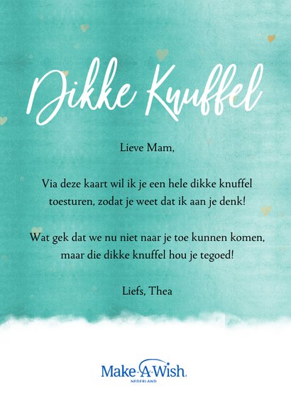 Make-A-Wish zomaar moederdagkaart met gouden hart knuffel 3