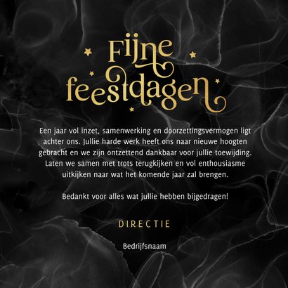 Medewerker bedankt zwart marmer goud sterren kerstkaart 3