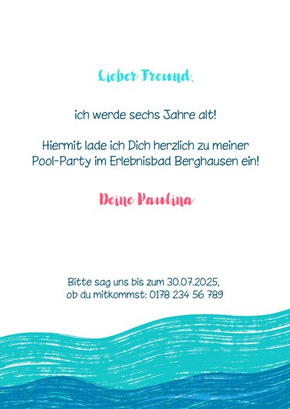 Meerjungfrau Einladung zur Schwimmparty 3