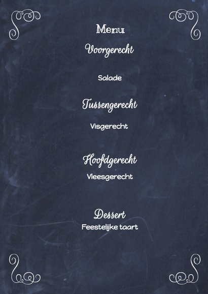 Menu Trouwen Bloemen Schoolbord 3