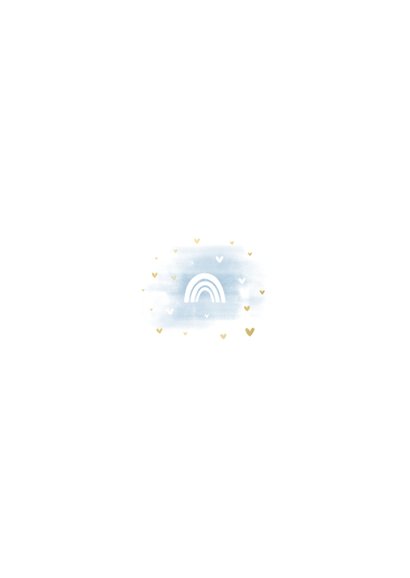 Menükarte blau Aquarell Herzen & Regenbogen Rückseite