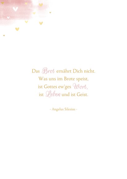 Menükarte Konfirmation Wasserfarbe, Taube und Herzen 2