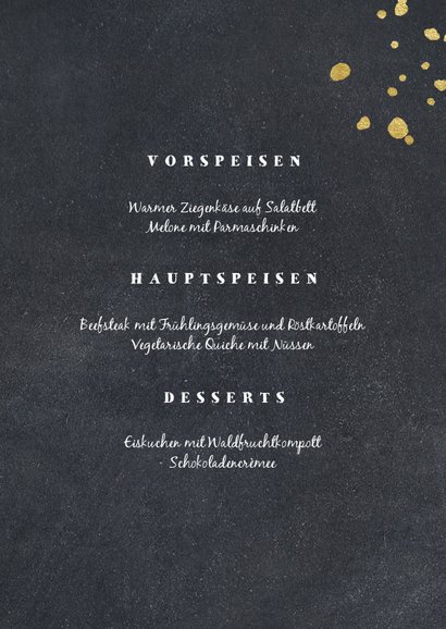Menükarte Kreidetafel & Goldoptik 3