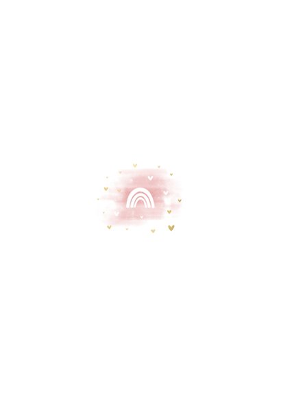 Menükarte rosa Aquarell Regenbogen & Herzen Rückseite