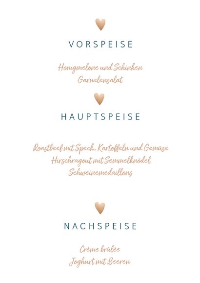 Menükarte zur Hochzeit 'Enjoy your meal' im Goldlook 3
