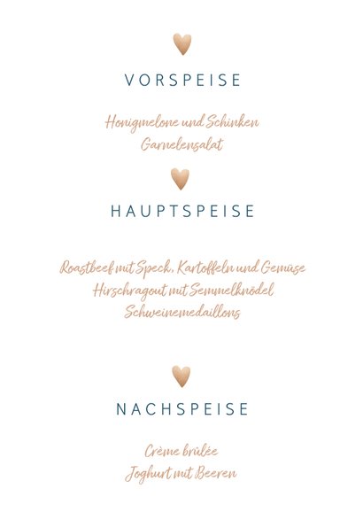Menükarte zur Hochzeit 'Enjoy your meal' im Goldlook 3