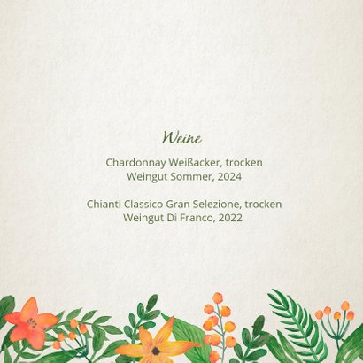 Menükarte zur Hochzeit Vintage Blumen 2