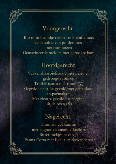 Menukaart 21 dinner met krijtbord art deco look 3