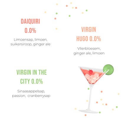 Menukaart cocktail kaart zomer kleurrijk confetti 3