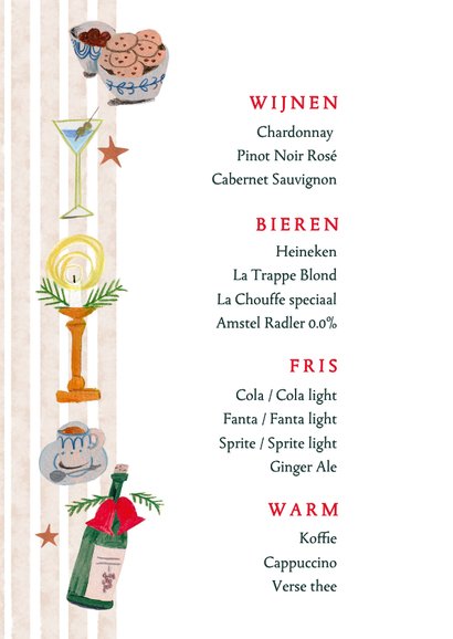 Menukaart doodles kerstdiner maaltijden en dranken 2
