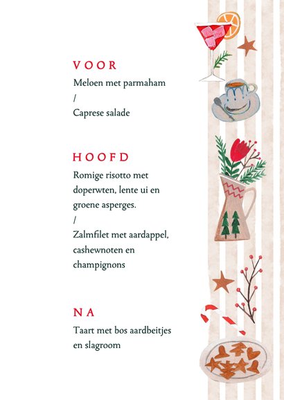 Menukaart doodles kerstdiner maaltijden en dranken 3