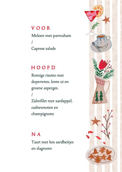 Menukaart doodles kerstdiner maaltijden en dranken 3