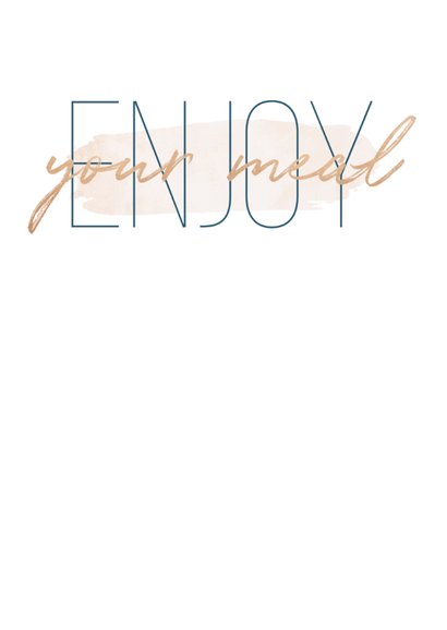 Menukaart 'Enjoy your meal' met goudlook en waterverf 2