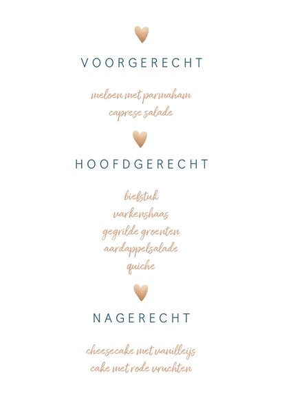 Menukaart 'Enjoy your meal' met goudlook en waterverf 3