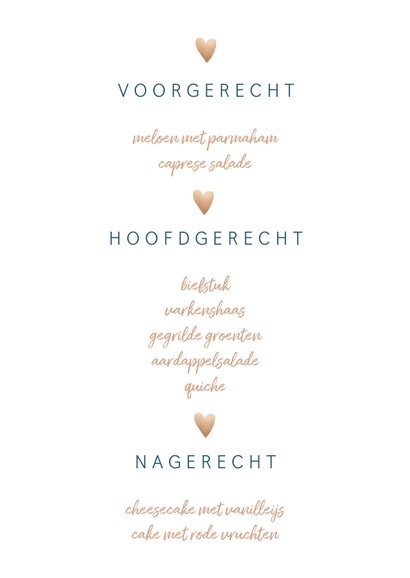 Menukaart 'Enjoy your meal' met goudlook en waterverf 3
