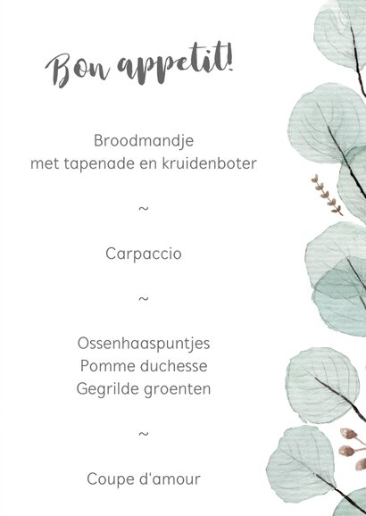 Menukaart eucalyptus 3