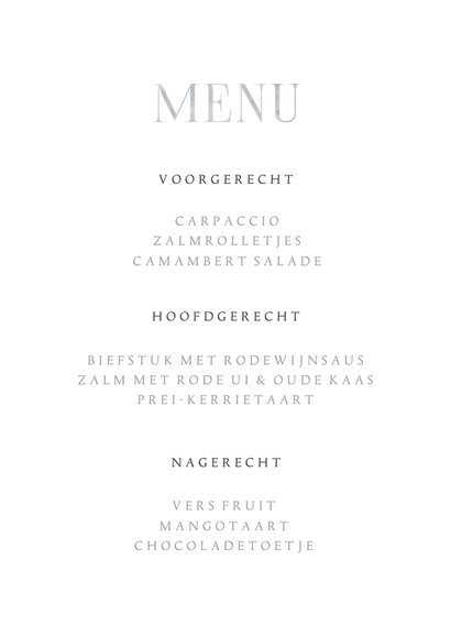 Menukaart eucalyptustak in zilver 3