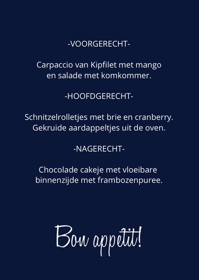 Menukaart hartjes goud 3