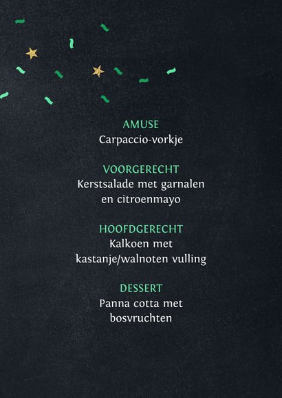 Menukaart kerst confetti be merry 3