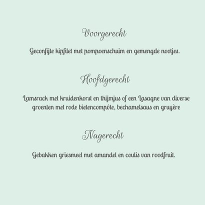 Menukaart Klassiek Mint 3