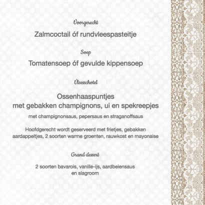 Menukaart linnen met kant 3