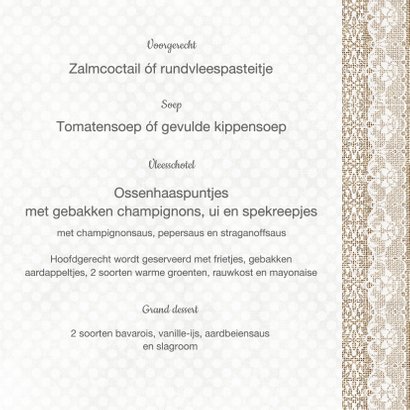 Menukaart linnen met kant 3
