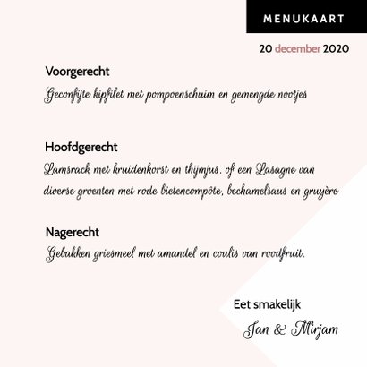 Menukaart marmer geo roze en marmer 3