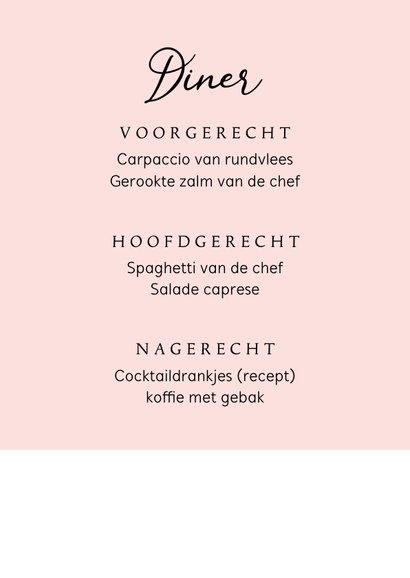 Menukaart met cocktails en diner 3