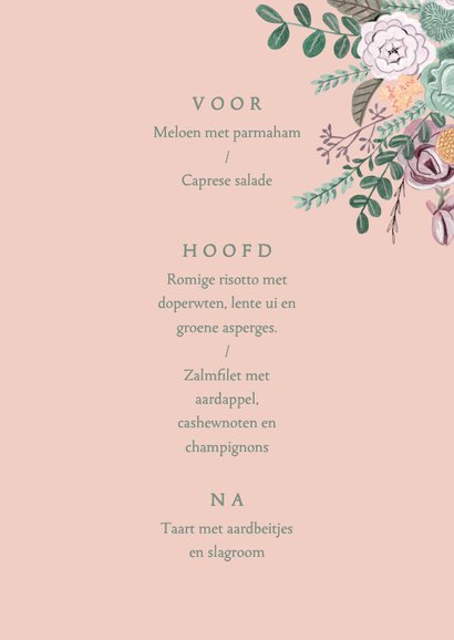Menukaart minimalistisch klassiek bloemen 3