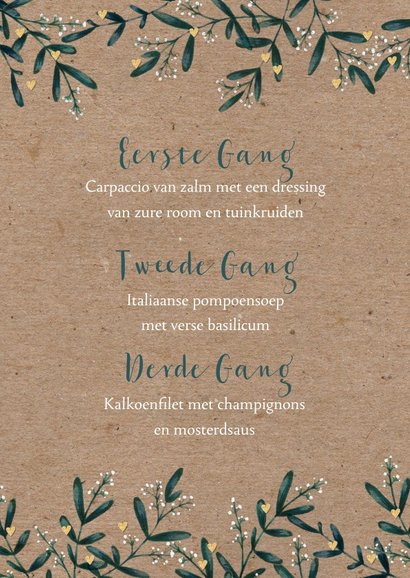 Menukaart trouwen kraftlook botanical eucalyptus 2