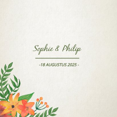 Menukaart trouwen met botanische bloemen 2
