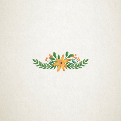 Menukaart trouwen met botanische bloemen Achterkant