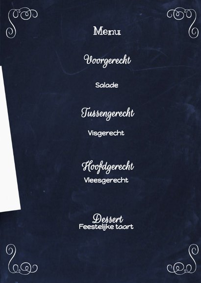 Menukaart Trouwen Schoolbord 3