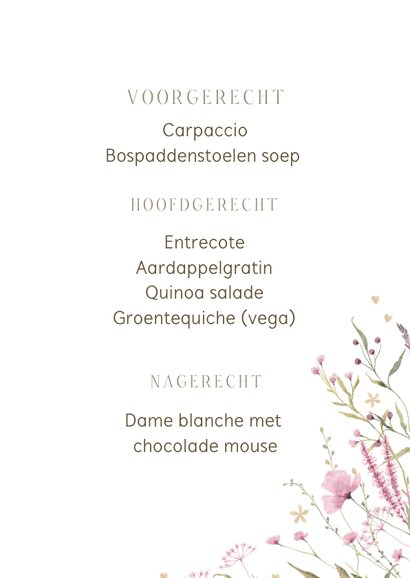 Menukaart veldbloemen  3