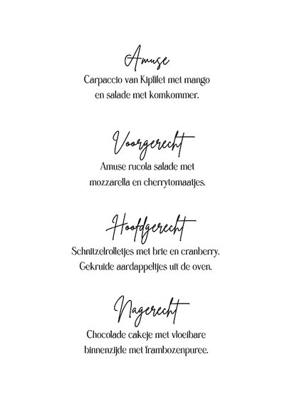 Menukaart zwart-wit foto hartje 3