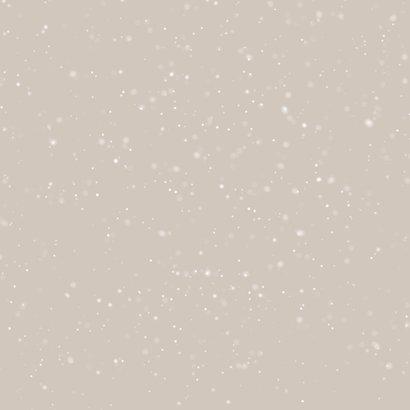 Minimalistisch beige geboortekaartje met witte spikkels Achterkant