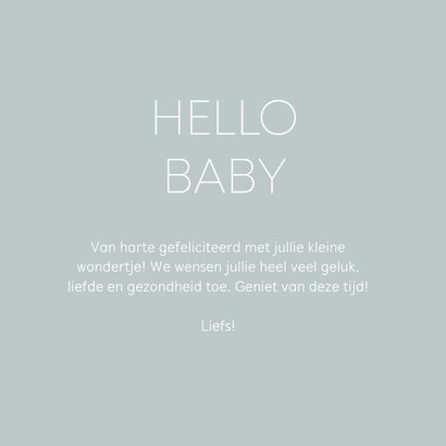 Minimalistisch felicitatiekaartje hello baby blauw en hartje 3