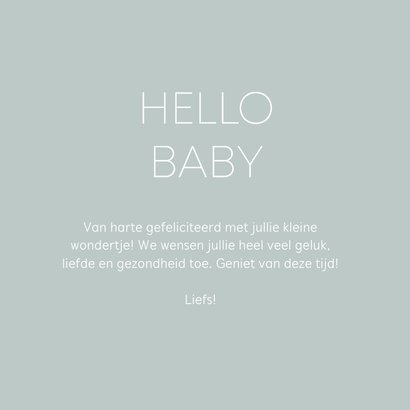 Minimalistisch felicitatiekaartje hello baby blauw en hartje 3