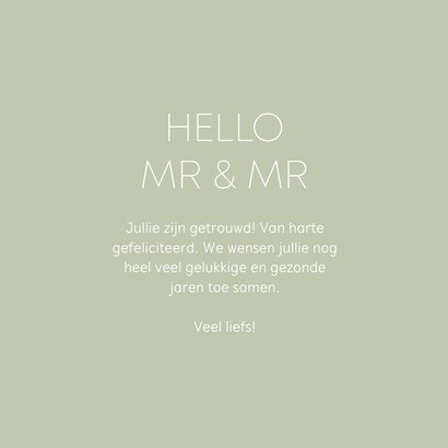 Minimalistisch felicitatiekaartje hello mr & mr met hartje 3
