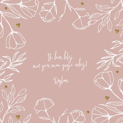 Minimalistisch geboortekaartje bloem meisje rose 2