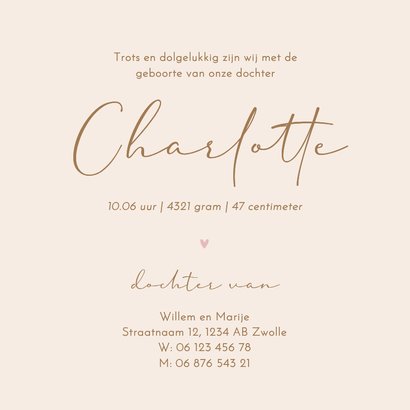 Minimalistisch geboortekaartje croissantje met roze strikje 3