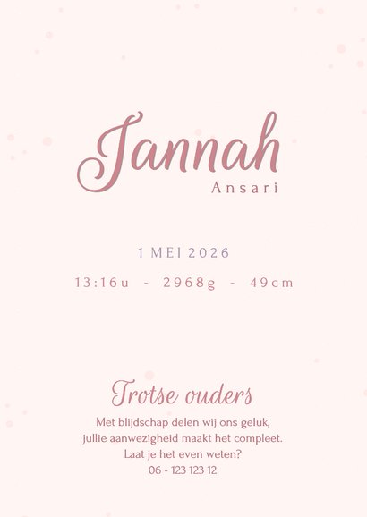 Minimalistisch geboortekaartje met bloem en vlinders 3