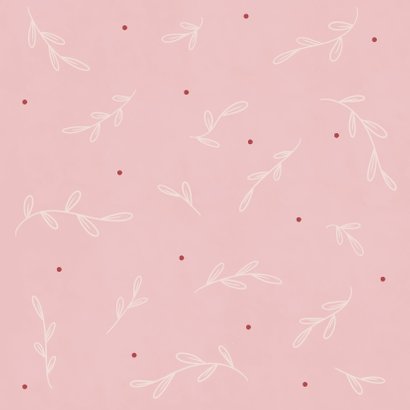 Minimalistisch geboortekaartje met botanische takjes in rood 2