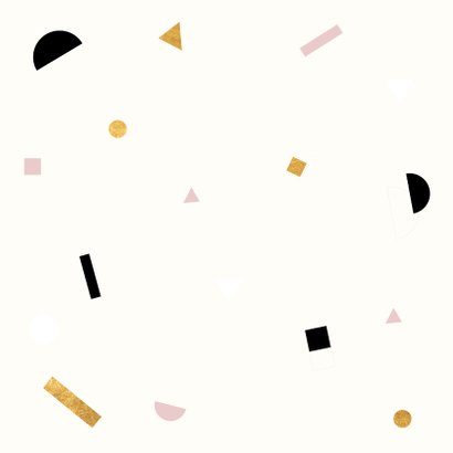 Minimalistisch geboortekaartje met gekleurde confetti Achterkant