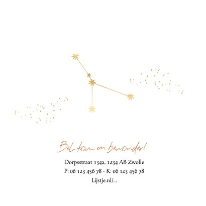Minimalistisch geboortekaartje sterrenbeeld kreeft goudfolie 2