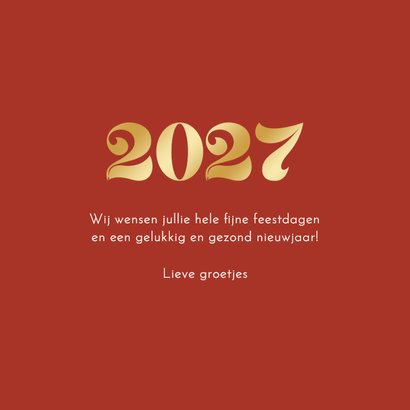 Minimalistisch kerstkaartje gestreept 2027 in goud 3