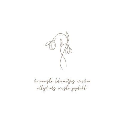 Minimalistisch rouwkaartje met sneeuwklokje voor baby 2