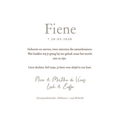 Minimalistisch rouwkaartje met sneeuwklokje voor baby 3